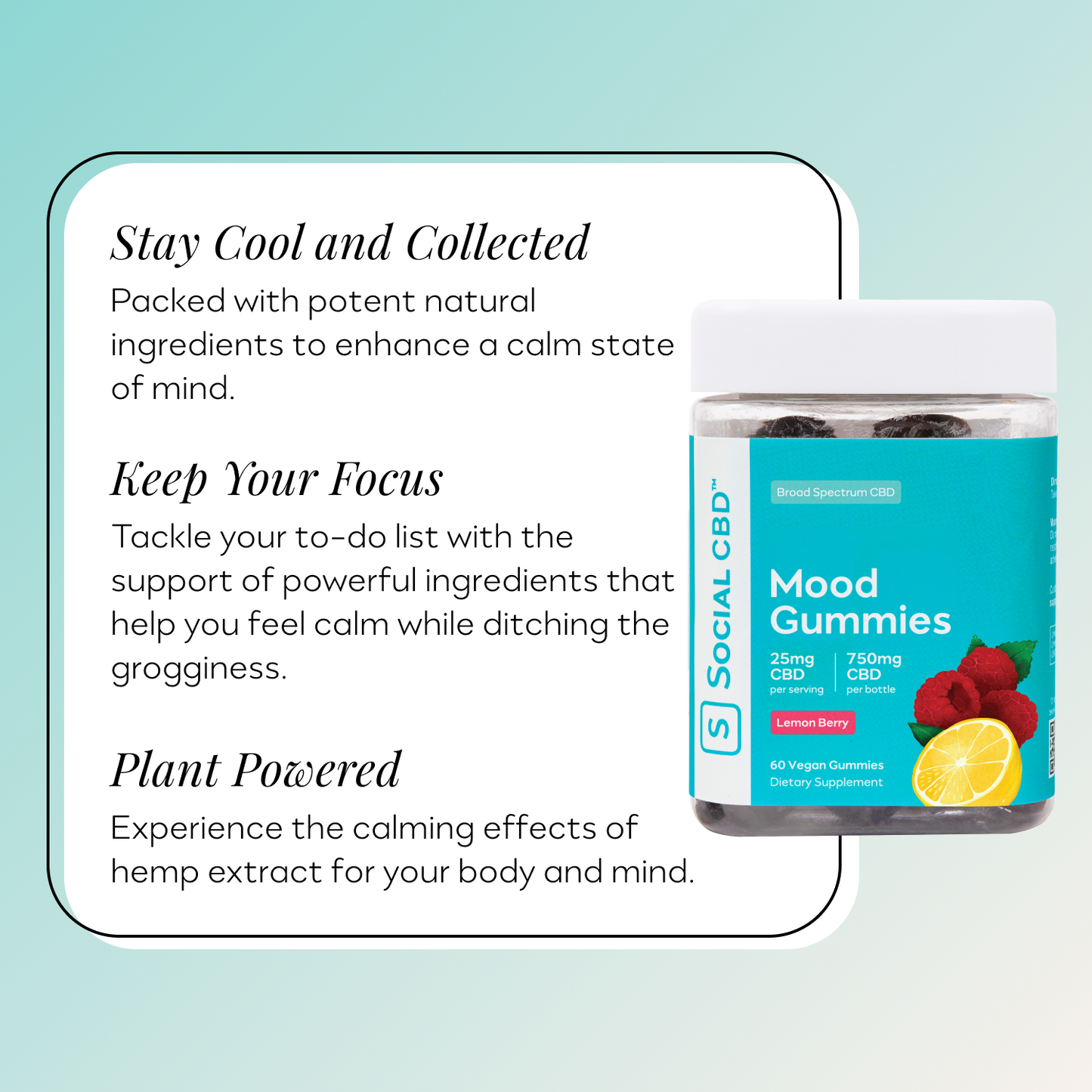 Mood (Chill) CBD Gummies Lemon Berry - 60 Count