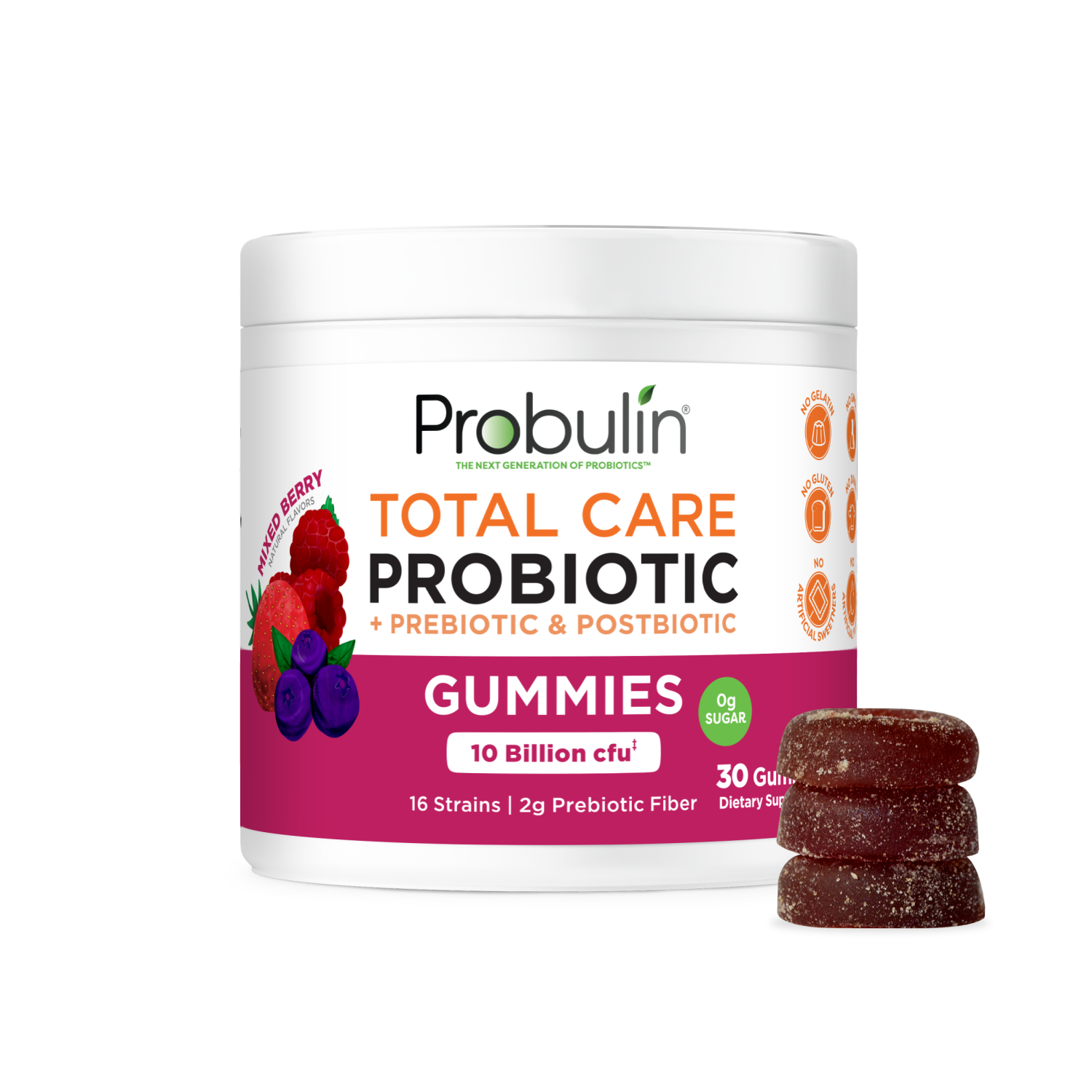 Mixed Berry Total Care Probiotic Gummies - 30 Count